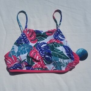 DECREE Tropical Leaf Print Tank Bikini Top
